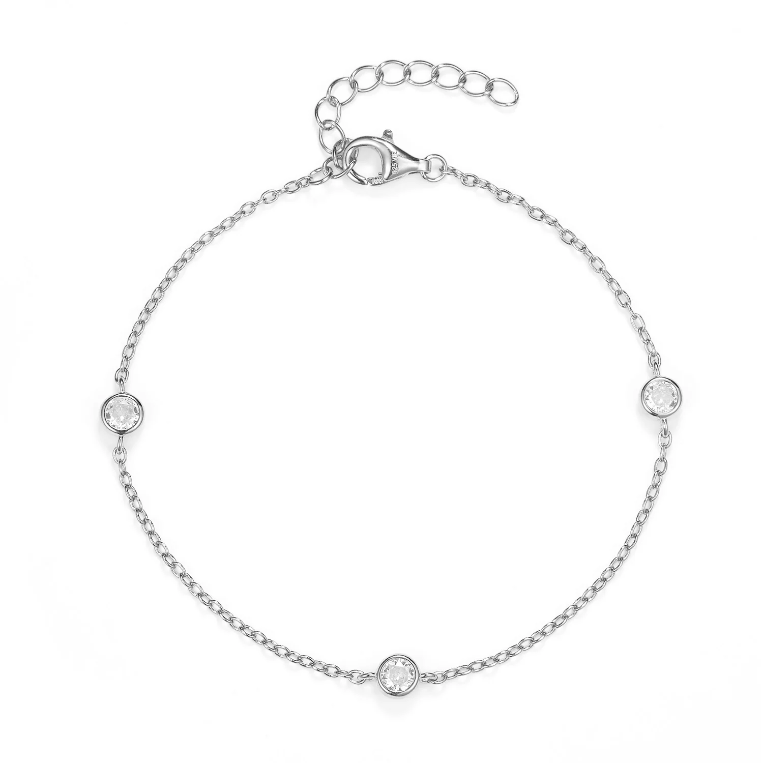 View Jewellery - Theodora armbånd m. zirkonia, 16+3 cm - Rhodineret sølv