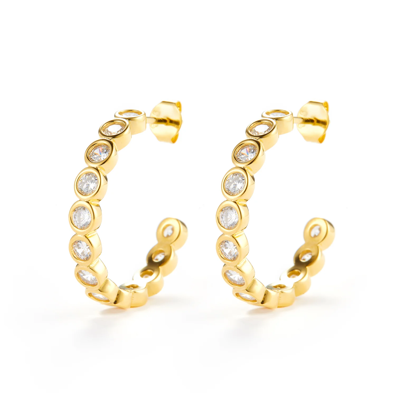 View Jewellery - Theodora Grande øreringe m. zirkoner, 25 mm - Forgyldt sølv